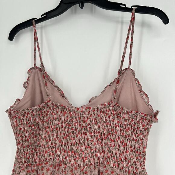 Dress Forum Mini Slip Dress Pink Ditsy Floral Ruffle Smocked Boho Y2K Size M - Picture 6 of 9